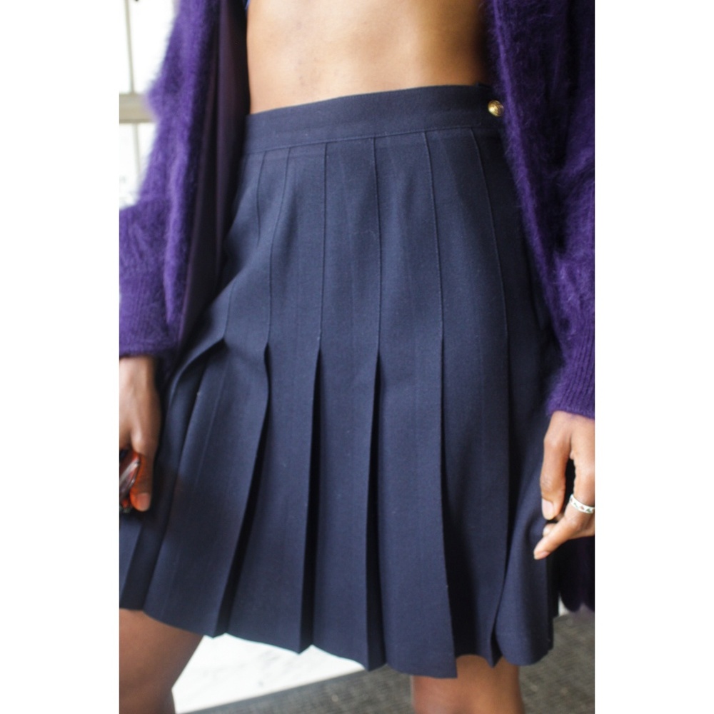 Vintage Marciano Blue High Waist Pleated Skirt